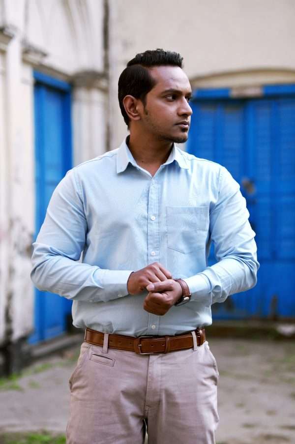 solid sky color shirt